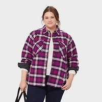 Women's Plus Folklore Flannel Insulated Shirt Jac