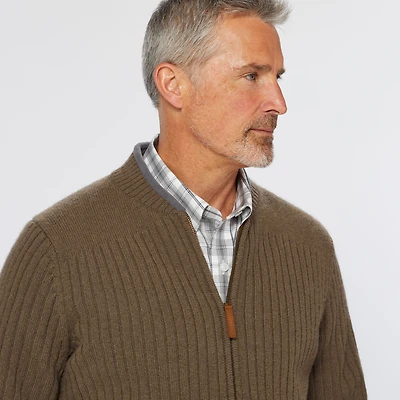Men's Shetland Wool Windproof Zip Sweater
