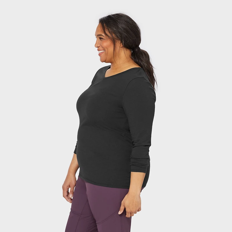 Women's Plus No-Yank Long Sleeve V-Neck T-Shirt