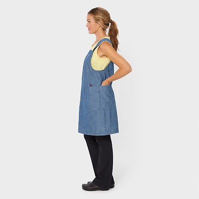 Women's Chambray Sleeveless Smock Dress