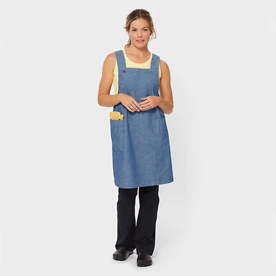 Women's Chambray Sleeveless Smock Dress