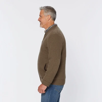 Men's Shetland Wool Windproof Zip Sweater