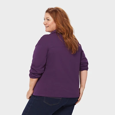 Women's Plus Canal Park Terry Collared Long Sleeve