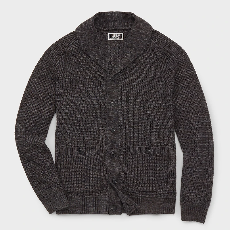Men's Burly Retirement Shawl Collar Waffle Cardigan