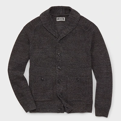 Men's Burly Retirement Shawl Collar Waffle Cardigan
