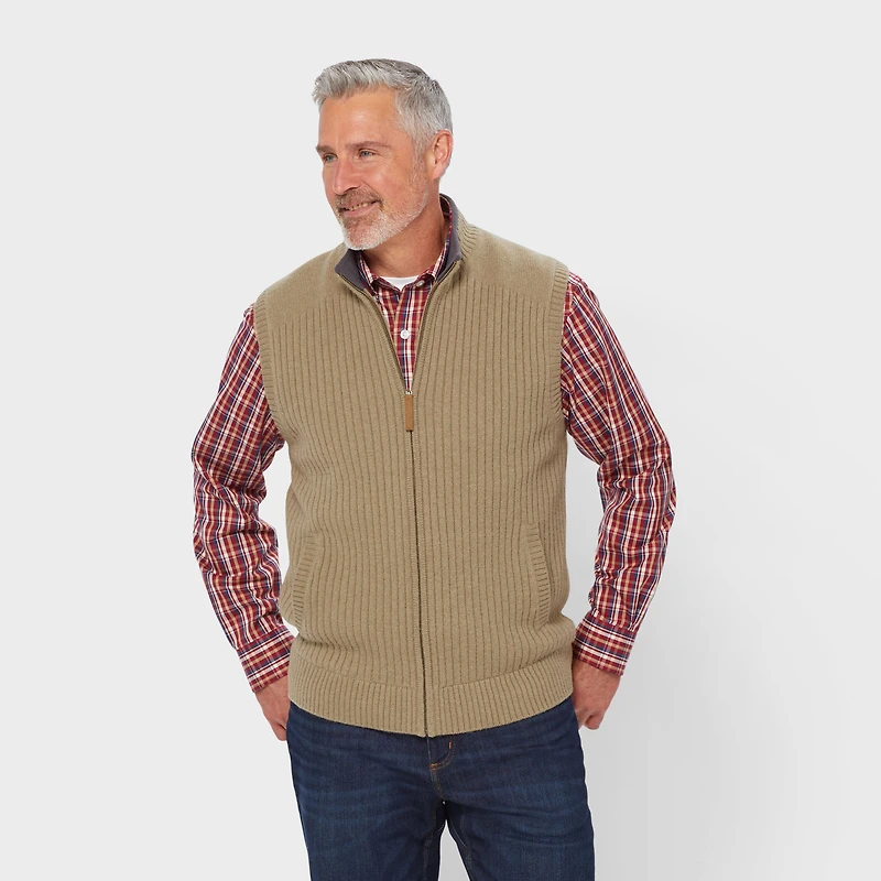 Men's Shetland Wool Windproof Full-Zip Sweater Vest
