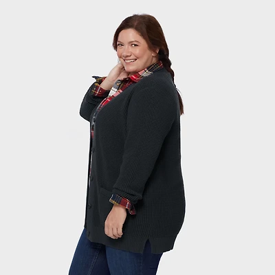 Women's Plus Heritage Waffle Stitch Cardigan Sweater
