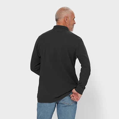 Men's No Polo Shirt Long Sleeve with Pocket