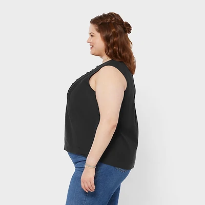 Women's Plus Artisan Hemp Pin-Tuck Tank