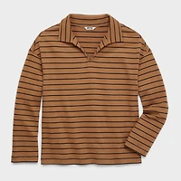 Women's Plus Canal Park Terry Collared Long Sleeve