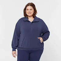 Women's Plus AKHG After Sweat Funnelneck Half-Zip