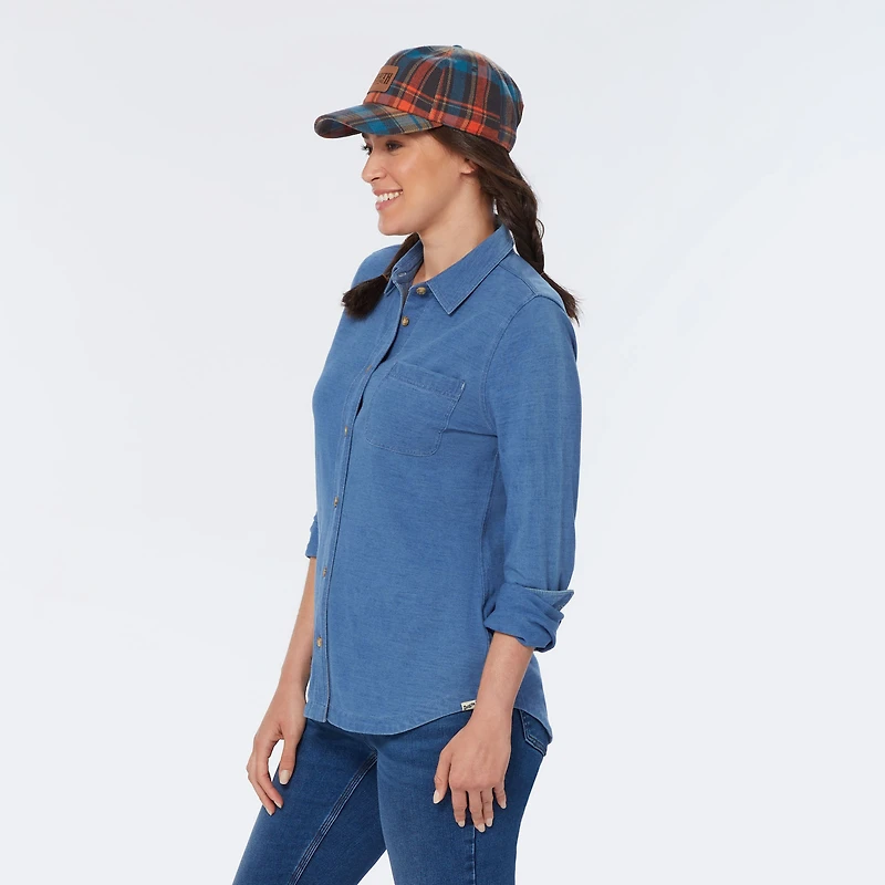 Women's Indigo Knit Button-Front Shirt