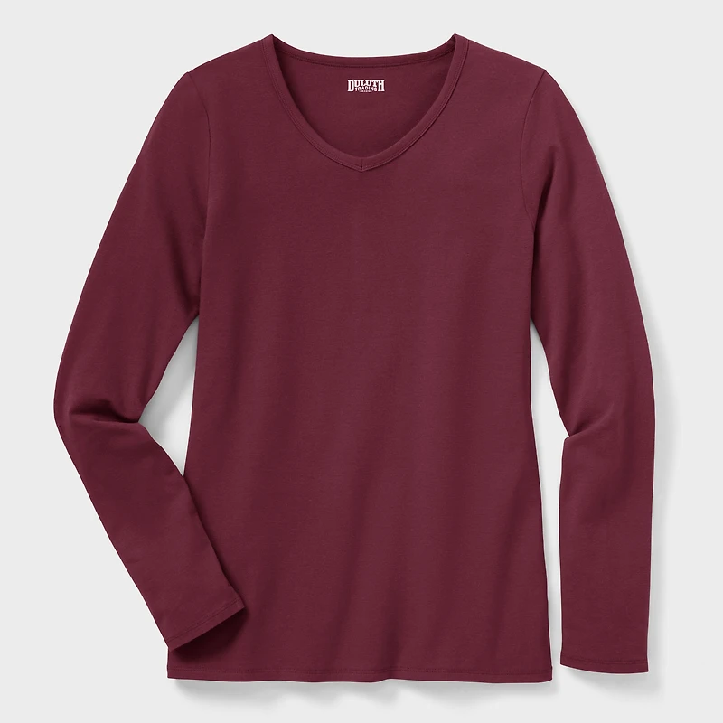 Women's No-Yank Long Sleeve V-Neck T-Shirt