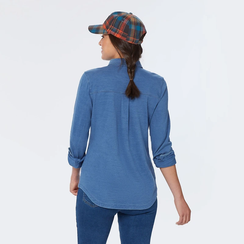 Women's Indigo Knit Button-Front Shirt