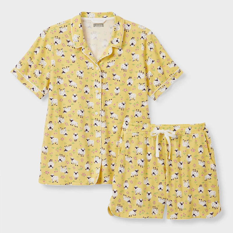 Women's Plus Cotton Knit Printmaker Short Pajama Set