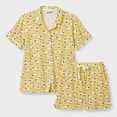 Women's Plus Cotton Knit Printmaker Short Pajama Set