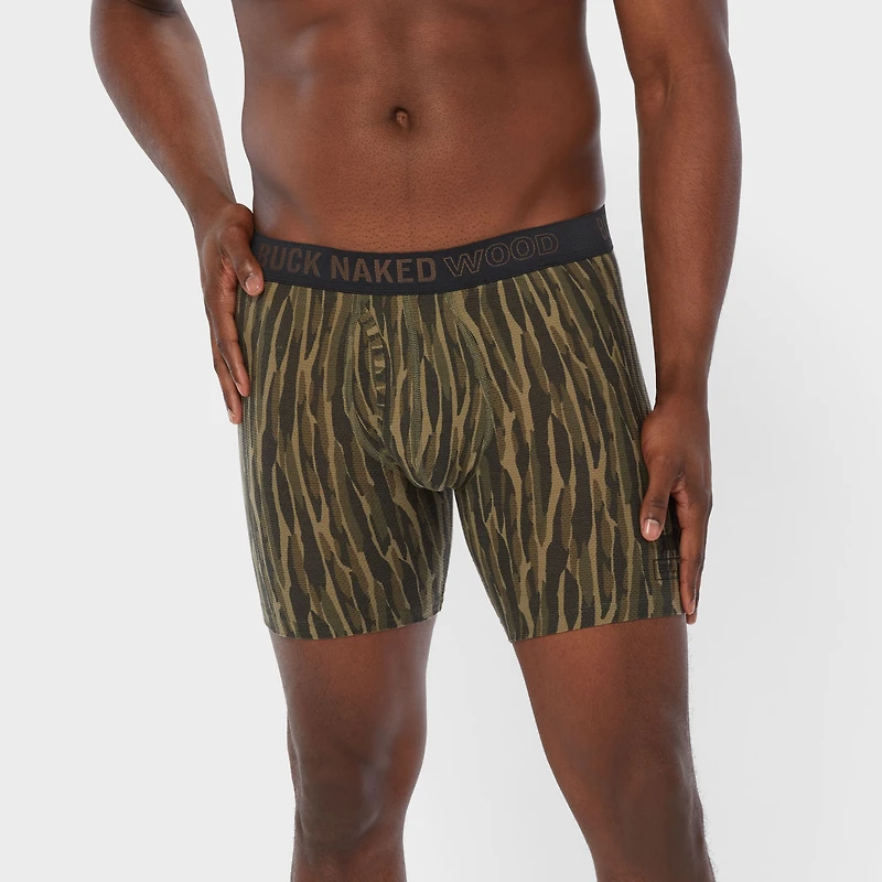 Men's Buck Naked Wood Pattern Bullpen Boxer Briefs