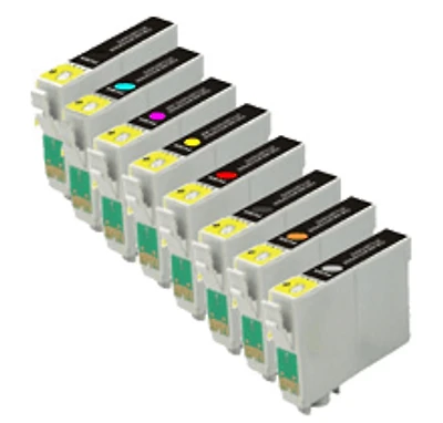 Epson T159 Set Ink / Inkjet Cartridge High Yield Gloss Optimizer Ultra Chrome High Gloss Black Cyan Magenta Yellow Red Matte Black Orange
