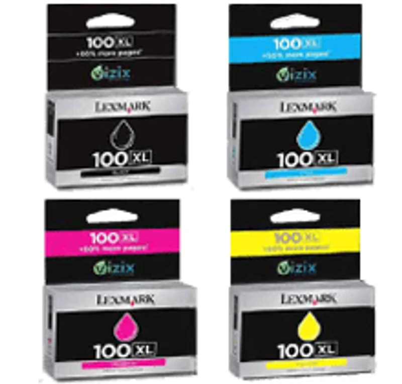 Lexmark 100XL High Yield Ink / Inkjet Cartridge Set Black Cyan Yellow Magenta