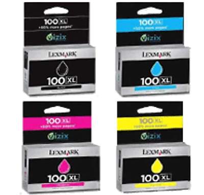 Lexmark 100XL High Yield Ink / Inkjet Cartridge Set Black Cyan Yellow Magenta