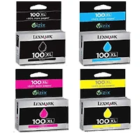 Lexmark 100XL High Yield Ink / Inkjet Cartridge Set Black Cyan Yellow Magenta