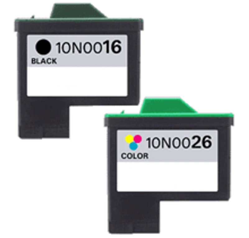 Lexmark 10N0016 / 10N0026 #16 / #26 INK/ INKJET Combo Black Tri Color