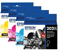 Epson T202XL (202) High Yield Ink / Inkjet Cartridge Set Black Cyan Magenta Yellow