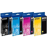 Epson T802XL T802 Ink / Inkjet Set High Yield Black + Standard Yield Cyan Magenta Yellow