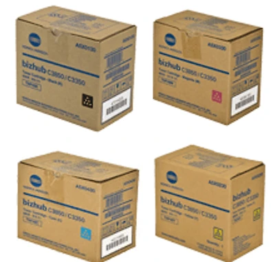 KONICA MINOLTA C3350 / C3850 (TNP-48) Laser Toner Cartridge Set Black Cyan Magenta Yellow