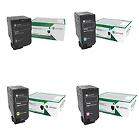 Lexmark Low Yield CS720 / C725 / CX725 Laser Toner Cartridge Set Black Cyan Magenta Yellow