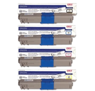 Okidata C332 / MC363 Laser Toner Cartridge Set Black Cyan Magenta Yellow