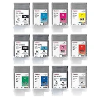Canon PFI- Ink / Inkjet Cartridge Set Black Matte Black Cyan Magenta Yellow Photo Green Red Blue Photo Cyan Photo Magenta