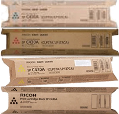 Ricoh SPC430 / SPC431 Laser Toner Cartridge Set Black Cyan Magenta Yellow