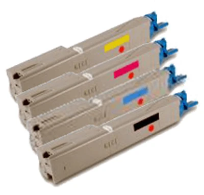 Okidata C3300 / C3400 Laser Toner Cartridge Set Black Cyan Yellow Magenta High Yield