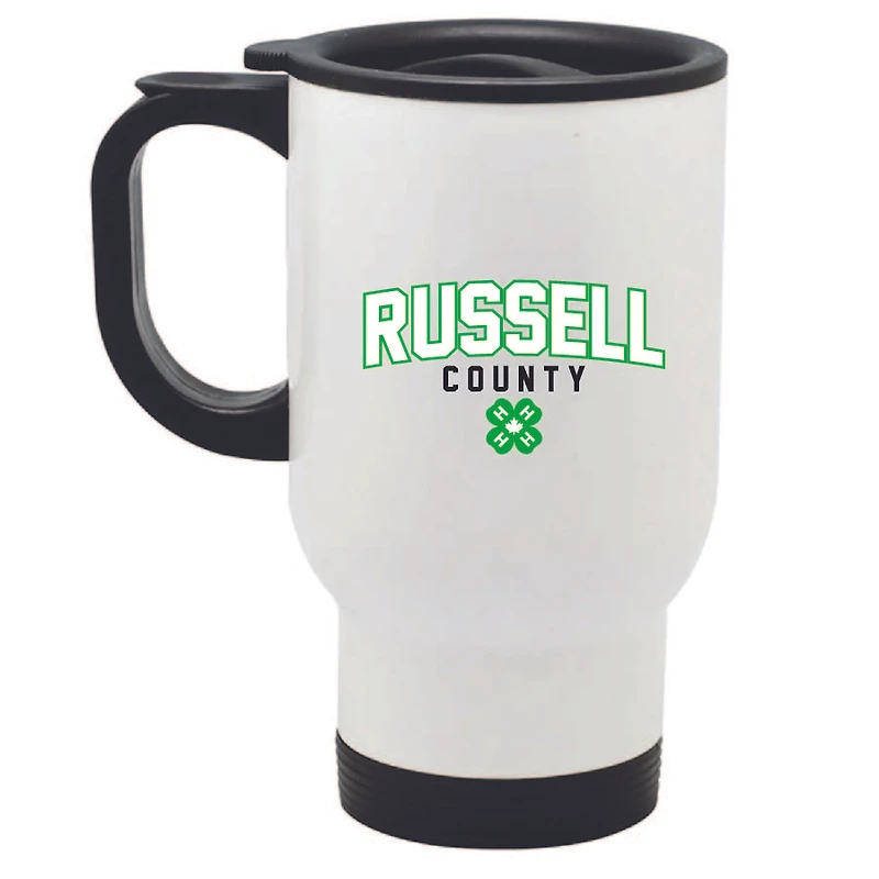 RUSSELL COUNTY WHITE TRAVEL MUG