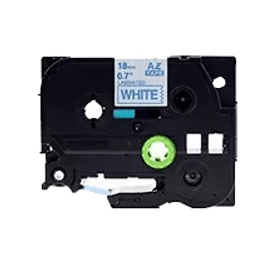 Brother TZE-243 - Blue on White Laminated Tape for P-touch Label Makers - 18 mm wide x 8 m long