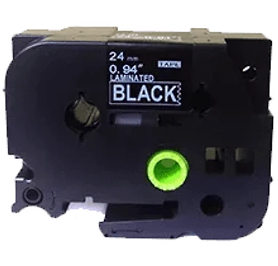 Brother TZE-355 - White on Black Laminated Tape for P-touch Label Makers - 24 mm wide x 8 m long