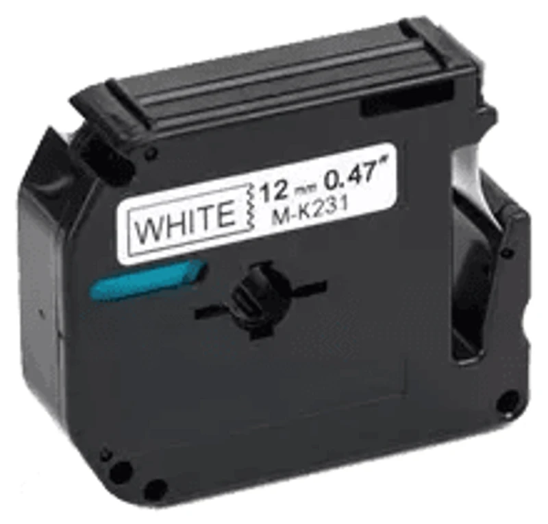 Brother MK-231 - Black on White Non-Laminated Tape for P-touch Label Makers - 0.470" x 26.2' (12mm x 8m)