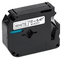 Brother MK-231 - Black on White Non-Laminated Tape for P-touch Label Makers - 0.470" x 26.2' (12mm x 8m)