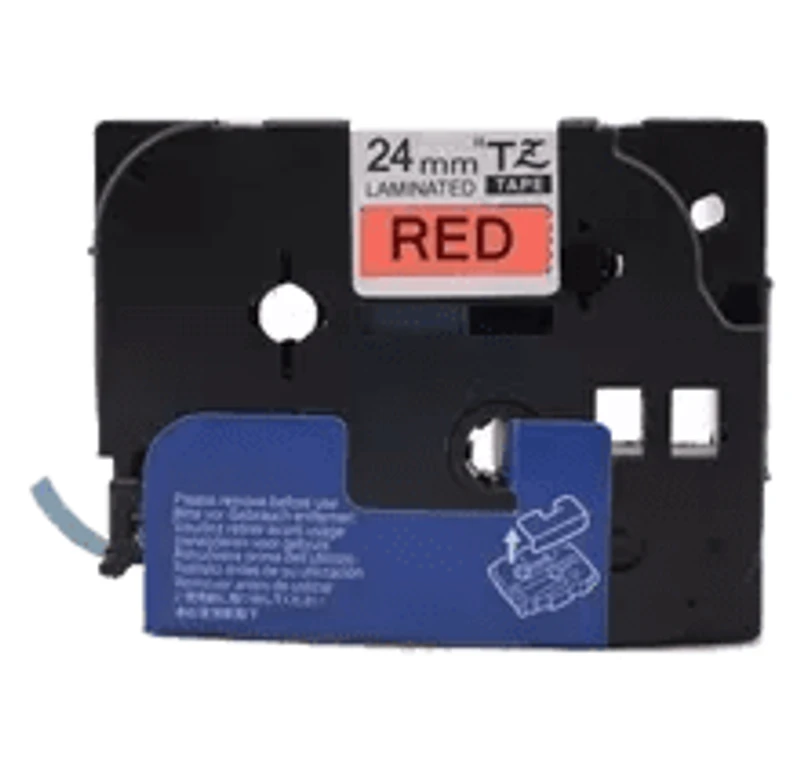 Brother TZE-451 – Black on Red Laminated Tape for P-touch Label Makers – 24 mm wide x 8 m long