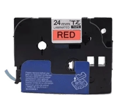 Brother TZE-451 – Black on Red Laminated Tape for P-touch Label Makers – 24 mm wide x 8 m long