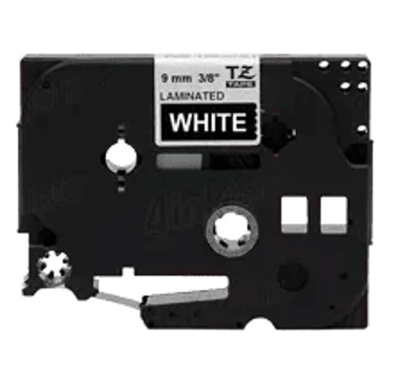 Brother TZE-325 - White on Black Laminated Tape for P-touch Label Makers - 9 mm wide x 8 m long