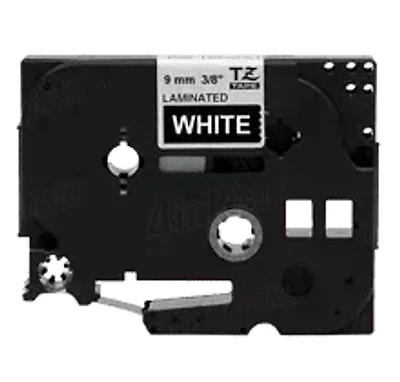 Brother TZE-325 - White on Black Laminated Tape for P-touch Label Makers - 9 mm wide x 8 m long