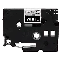 Brother TZE-325 - White on Black Laminated Tape for P-touch Label Makers - 9 mm wide x 8 m long