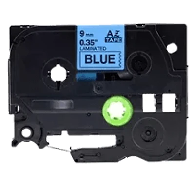 Brother TZE-521 – Black on Blue Laminated Tape for P-touch Label Makers – 9 mm wide x 8 m long