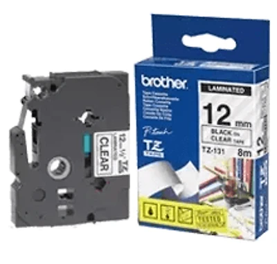 Brand New Original Brother TZE- – Black on Clear Laminated Tape for P-touch Label Makers – mm wide x 8 m long