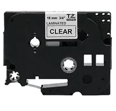 Brother TZE-141 - Black on Clear Laminated Tape for P-touch Label Makers - 18 mm wide x 8 m long