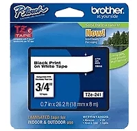 Brand New Original Brother TZE-241 – Black on White Laminated Tape for P-touch Label Makers – 18 mm wide x 8 m long