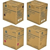 ~Brand New Original Konica Minolta TNP50 Set Black Cyan Magenta Yellow Laser Toner Cartridge