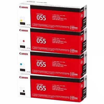 ~Brand New Original Canon Canon 055 Laser Toner Cartridge Set Black Cyan Magenta Yellow